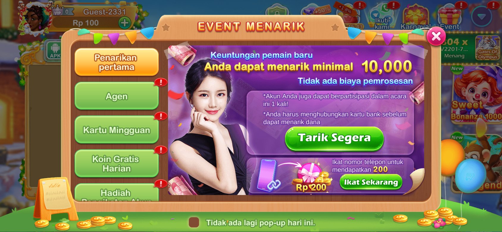 Penarikan pertama di at777 Slot Online: Keuntungan pemain baru, Anda dapat menarik minimal 10,000 (Tidak ada biaya pemrosesan). Akun Anda hanya dapat berpartisipasi dalam acara ini 1 kali. Anda harus menghubungkan kartu bank sebelum dapat menarik dana. Tarik Segera.